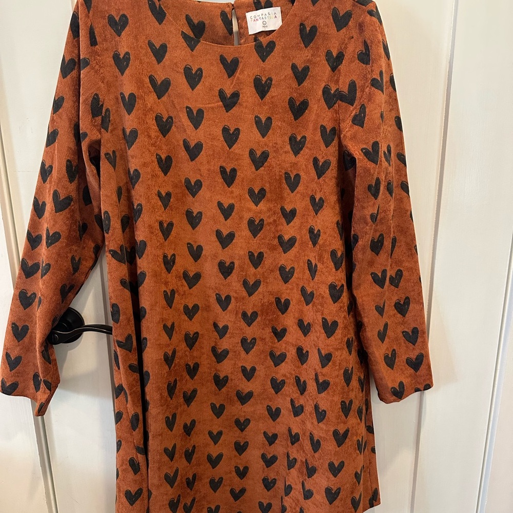 Heart Patterned Corduroy Dress
